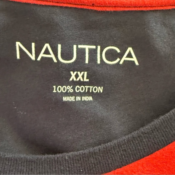 Nautica Y2K Mens Colorblock T-Shirt 2XL Spell Out Embroidery Preppy Nautical - Picture 7 of 8